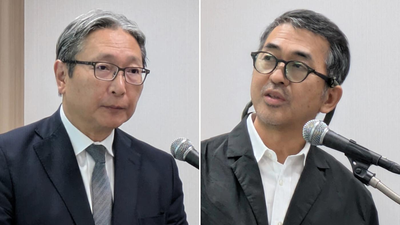 フォンテラジャパンの國本竜生社長（左）とファームエイジの小谷栄二代表（19日のメディア向け説明会で）