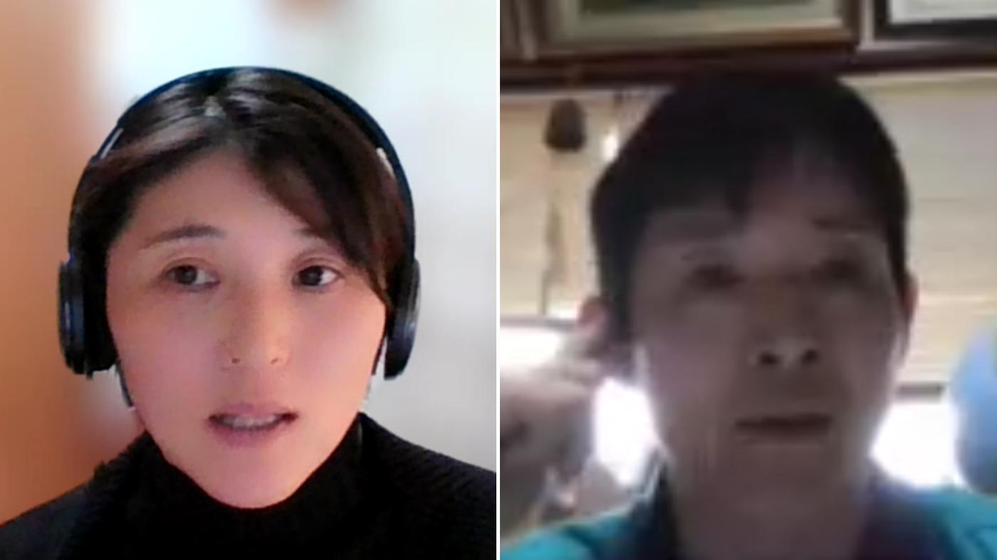 畜産部会に臨む関千鶴委員（左）と石田陽一委員（画像は会のライブ配信から引用）